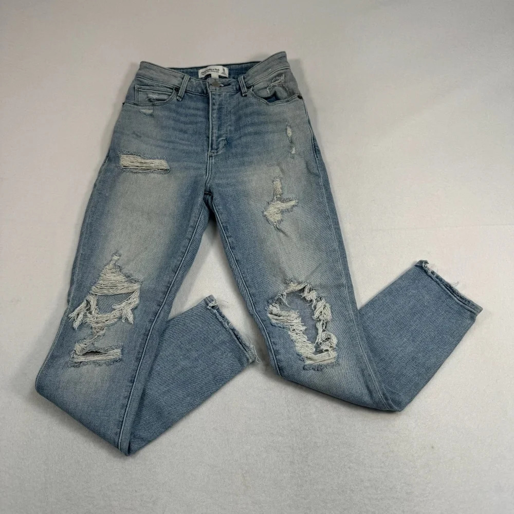 Abercrombie & Fitch Skinny Ankle Jeans Womens Sz 26/2 Light Blue High Rise